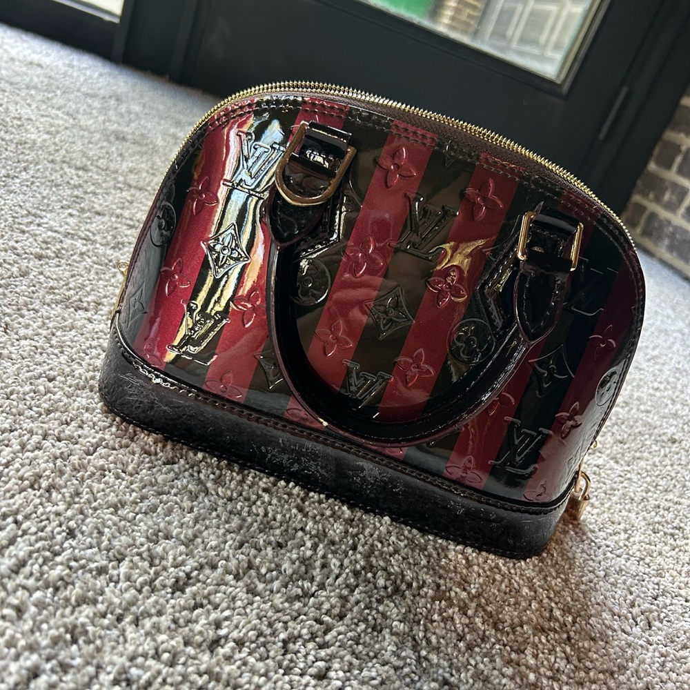 Louis Vuitton Red and Black Mini Bag with Glossy Finish
